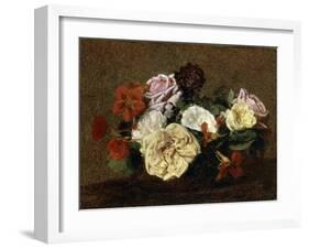 Roses and Nasturtiums in a Vase, 1883-Henri Fantin-Latour-Framed Giclee Print