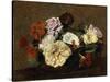 Roses and Nasturtiums in a Vase, 1883-Henri Fantin-Latour-Stretched Canvas