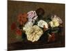 Roses and Nasturtiums in a Vase, 1883-Henri Fantin-Latour-Mounted Giclee Print
