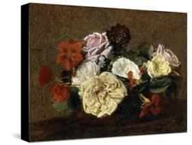 Roses and Nasturtiums in a Vase, 1883-Henri Fantin-Latour-Stretched Canvas