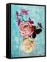 Roses and Orchid on Light Blue Textured Background-Alaya Gadeh-Framed Stretched Canvas