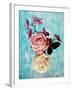 Roses and Orchid on Light Blue Textured Background-Alaya Gadeh-Framed Photographic Print