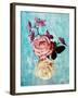 Roses and Orchid on Light Blue Textured Background-Alaya Gadeh-Framed Photographic Print