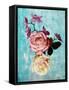 Roses and Orchid on Light Blue Textured Background-Alaya Gadeh-Framed Stretched Canvas