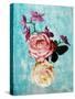 Roses and Orchid on Light Blue Textured Background-Alaya Gadeh-Stretched Canvas