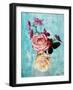 Roses and Orchid on Light Blue Textured Background-Alaya Gadeh-Framed Photographic Print