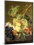 Roses and other Flowers in a Basket on a Marble Ledge-Jan van Huysum-Mounted Giclee Print