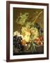 Roses and other Flowers in a Basket on a Marble Ledge-Jan van Huysum-Framed Giclee Print