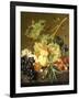 Roses and other Flowers in a Basket on a Marble Ledge-Jan van Huysum-Framed Giclee Print