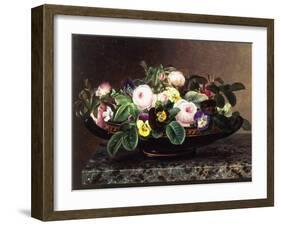 Roses and Pansies in a Greek Kylix-Johan Laurentz Jensen-Framed Giclee Print