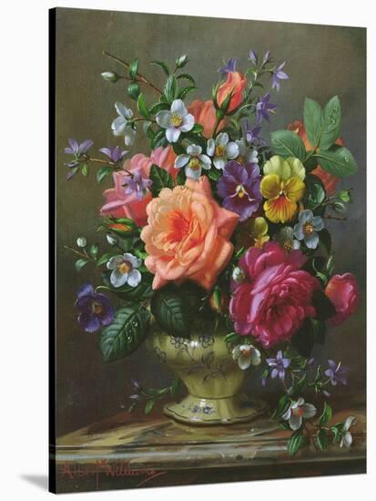 Roses and Pansies-Albert Williams-Stretched Canvas