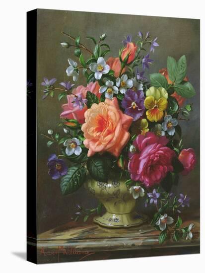 Roses and Pansies-Albert Williams-Stretched Canvas