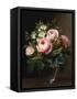 Roses and Tree Anemone in a Glass Vase-Johan Laurentz Jensen-Framed Stretched Canvas