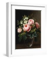 Roses and Tree Anemone in a Glass Vase-Johan Laurentz Jensen-Framed Giclee Print