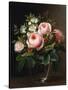 Roses and Tree Anemone in a Glass Vase-Johan Laurentz Jensen-Stretched Canvas
