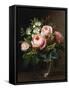 Roses and Tree Anemone in a Glass Vase-Johan Laurentz Jensen-Framed Stretched Canvas