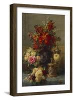 Roses, Anemones and Peonies, Strawberries, a Silver-Gilt Ostrich Egg Cup and a German Gold-Gilt…-Jean Baptiste Claude Robie-Framed Giclee Print