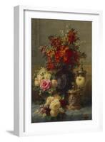 Roses, Anemones and Peonies, Strawberries, a Silver-Gilt Ostrich Egg Cup and a German Gold-Gilt…-Jean Baptiste Claude Robie-Framed Giclee Print