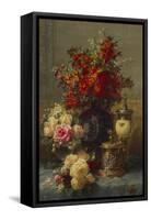 Roses, Anemones and Peonies, Strawberries, a Silver-Gilt Ostrich Egg Cup and a German Gold-Gilt…-Jean Baptiste Claude Robie-Framed Stretched Canvas