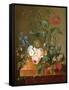 Roses, Anemones in a Glass Vase, Other Flowers, Cherries and a Birdnest-Pierre Puvis de Chavannes-Framed Stretched Canvas