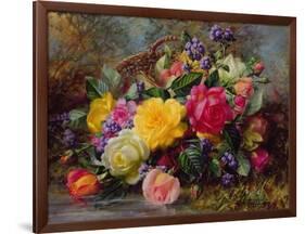 Roses by a Pond on a Grassy Bank-Albert Williams-Framed Giclee Print