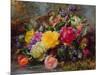 Roses by a Pond on a Grassy Bank-Albert Williams-Mounted Giclee Print