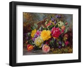 Roses by a Pond on a Grassy Bank-Albert Williams-Framed Giclee Print