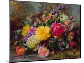 Roses by a Pond on a Grassy Bank-Albert Williams-Mounted Giclee Print