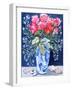 Roses, Carnations and Lobelia in a Blue and White Vase,3 Shells Textiles 2011-Joan Thewsey-Framed Giclee Print