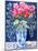 Roses, Carnations and Lobelia in a Blue and White Vase,3 Shells Textiles 2011-Joan Thewsey-Mounted Giclee Print