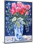 Roses, Carnations and Lobelia in a Blue and White Vase,3 Shells Textiles 2011-Joan Thewsey-Mounted Giclee Print