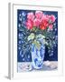 Roses, Carnations and Lobelia in a Blue and White Vase,3 Shells Textiles 2011-Joan Thewsey-Framed Giclee Print