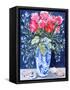 Roses, Carnations and Lobelia in a Blue and White Vase,3 Shells Textiles 2011-Joan Thewsey-Framed Stretched Canvas