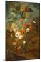 Roses, Carnations, Sunflowers in a Vase with Butterflies, Frogs, Insects-Rachel Ruysch-Mounted Giclee Print