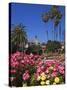 Roses, Central Courtyard, Mission San Juan Capistrano, Orange County, California, USA-Richard Cummins-Stretched Canvas