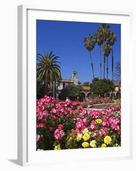 Roses, Central Courtyard, Mission San Juan Capistrano, Orange County, California, USA-Richard Cummins-Framed Photographic Print