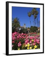 Roses, Central Courtyard, Mission San Juan Capistrano, Orange County, California, USA-Richard Cummins-Framed Photographic Print