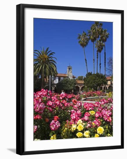 Roses, Central Courtyard, Mission San Juan Capistrano, Orange County, California, USA-Richard Cummins-Framed Photographic Print