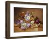 Roses, Convolvuli and Other Flowers on a Ledge-Alexandre Couronne-Framed Giclee Print