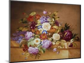 Roses, Convolvuli and Other Flowers on a Ledge-Alexandre Couronne-Mounted Giclee Print