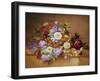 Roses, Convolvuli and Other Flowers on a Ledge-Alexandre Couronne-Framed Giclee Print