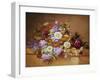 Roses, Convolvuli and Other Flowers on a Ledge-Alexandre Couronne-Framed Giclee Print