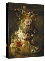 Roses, Convolvuli, Carnations, Hollyhocks, Peonies, Lilac and Other Flowers in a Vase-Georgius Jacobus Os-Stretched Canvas