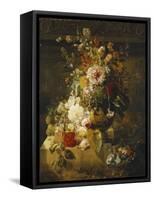 Roses, Convolvuli, Carnations, Hollyhocks, Peonies, Lilac and Other Flowers in a Vase-Georgius Jacobus Johannes van Os-Framed Stretched Canvas