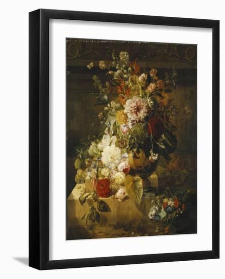 Roses, Convolvuli, Carnations, Hollyhocks, Peonies, Lilac and Other Flowers in a Vase-Georgius Jacobus Johannes van Os-Framed Giclee Print