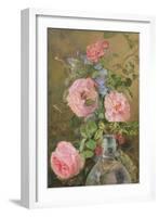 Roses, Convolvulus and Delphiniums-James Holland-Framed Giclee Print