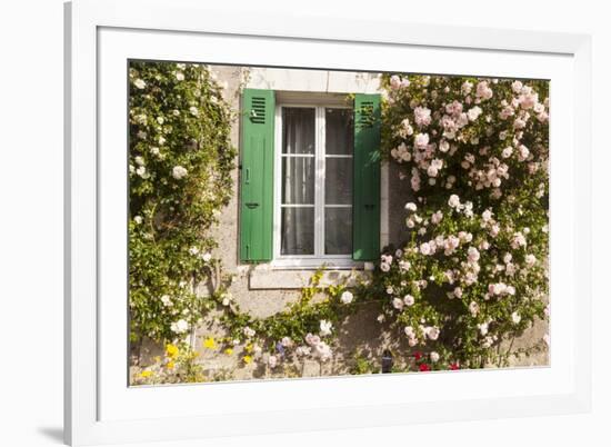 Roses Cover a House in the Village of Chedigny, Indre-Et-Loire, Centre, France, Europe-Julian Elliott-Framed Photographic Print