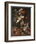 Roses, Dahlias, Convolvulus, a Tulip and Other Flowers, in a Sculpted Urn-Nicholaes van Verendael-Framed Giclee Print