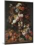 Roses, Dahlias, Convolvulus, a Tulip and Other Flowers, in a Sculpted Urn-Nicholaes van Verendael-Mounted Giclee Print