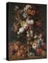 Roses, Dahlias, Convolvulus, a Tulip and Other Flowers, in a Sculpted Urn-Nicholaes van Verendael-Stretched Canvas